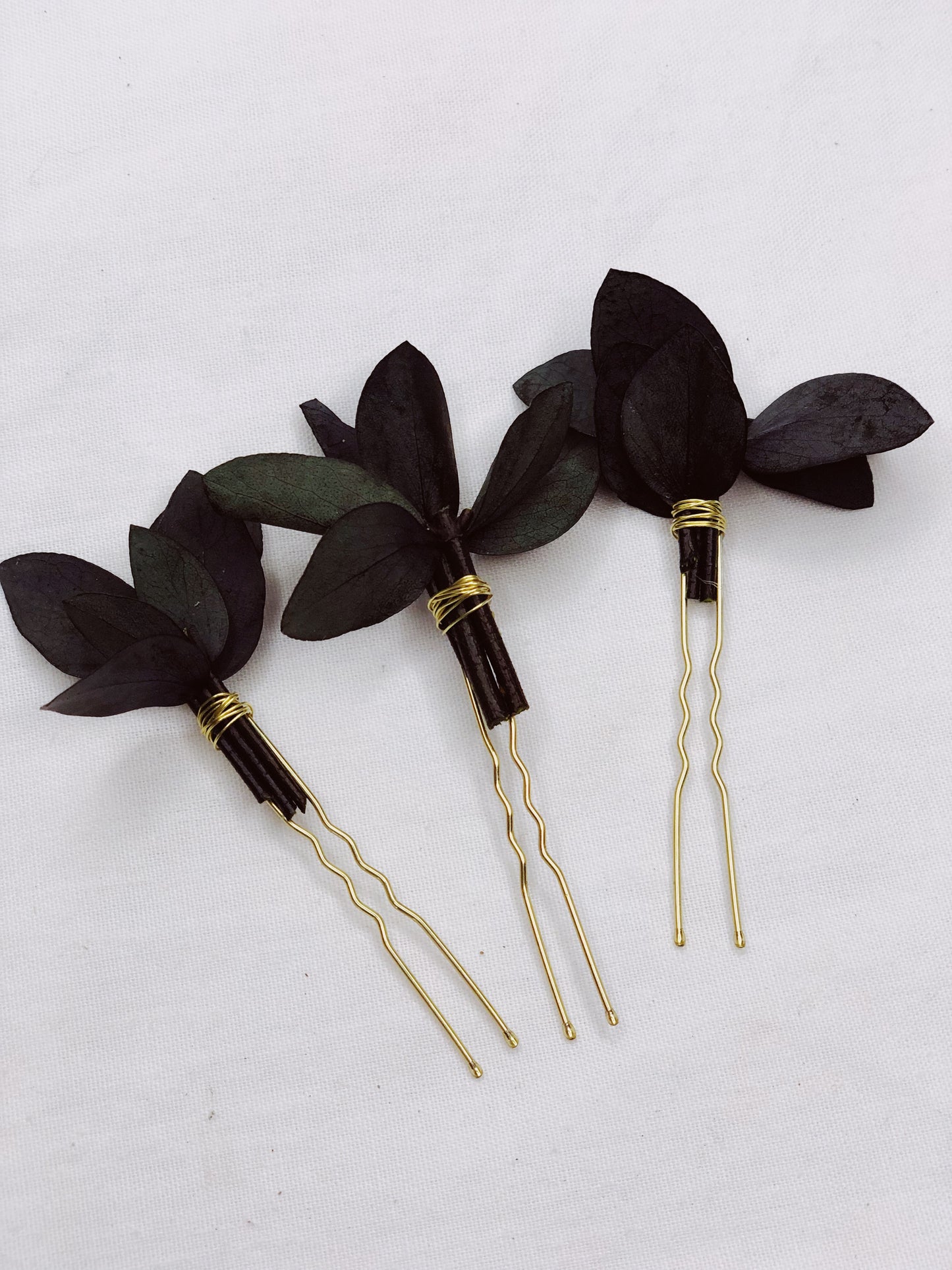 Haarnadeln aus echten getrockenten Blumen - Eukalyptus 3er Set